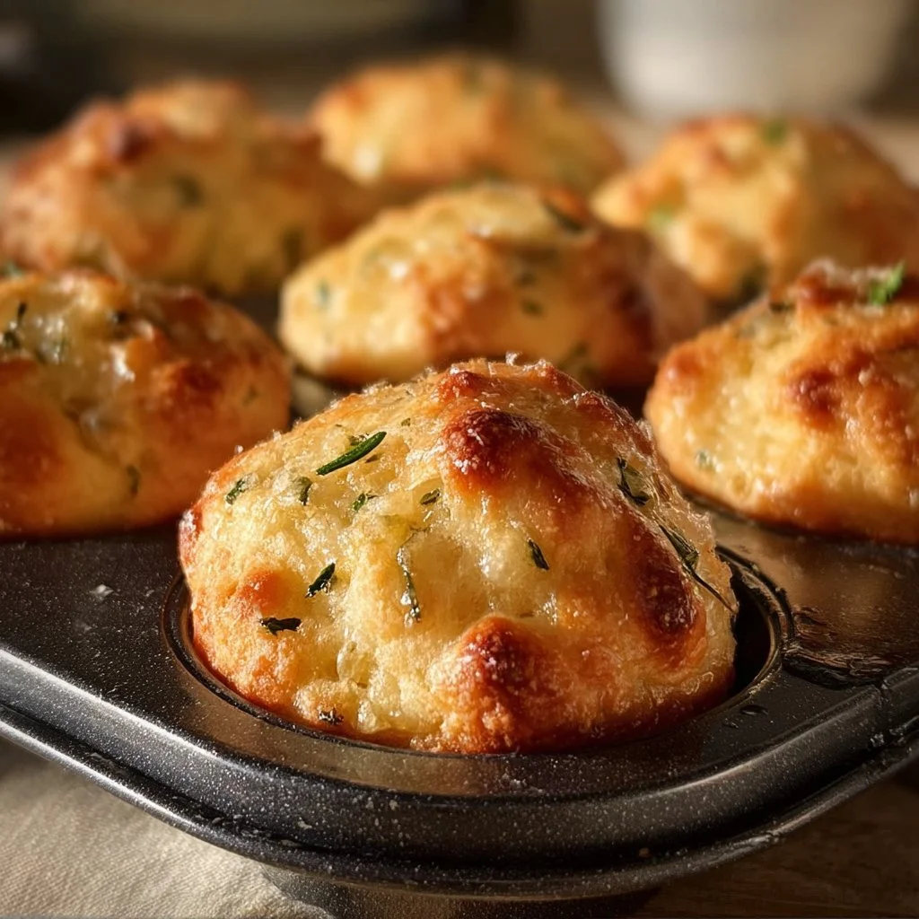 Homemade rosemary garlic focaccia muffins with herbs