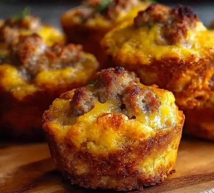 Savory sausage breakfast muffins fresh out of the oven
