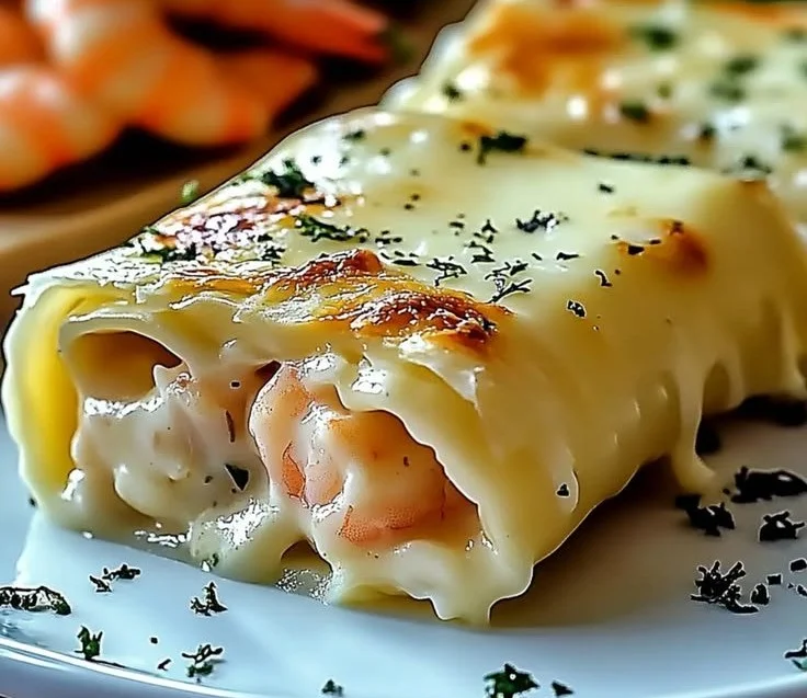 Shrimp & Crab Alfredo Lasagna Roll-Ups