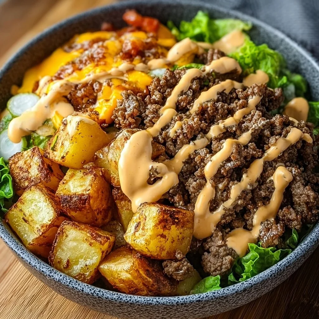 Delicious Smash Burger Bowl with fresh ingredients and savory flavors