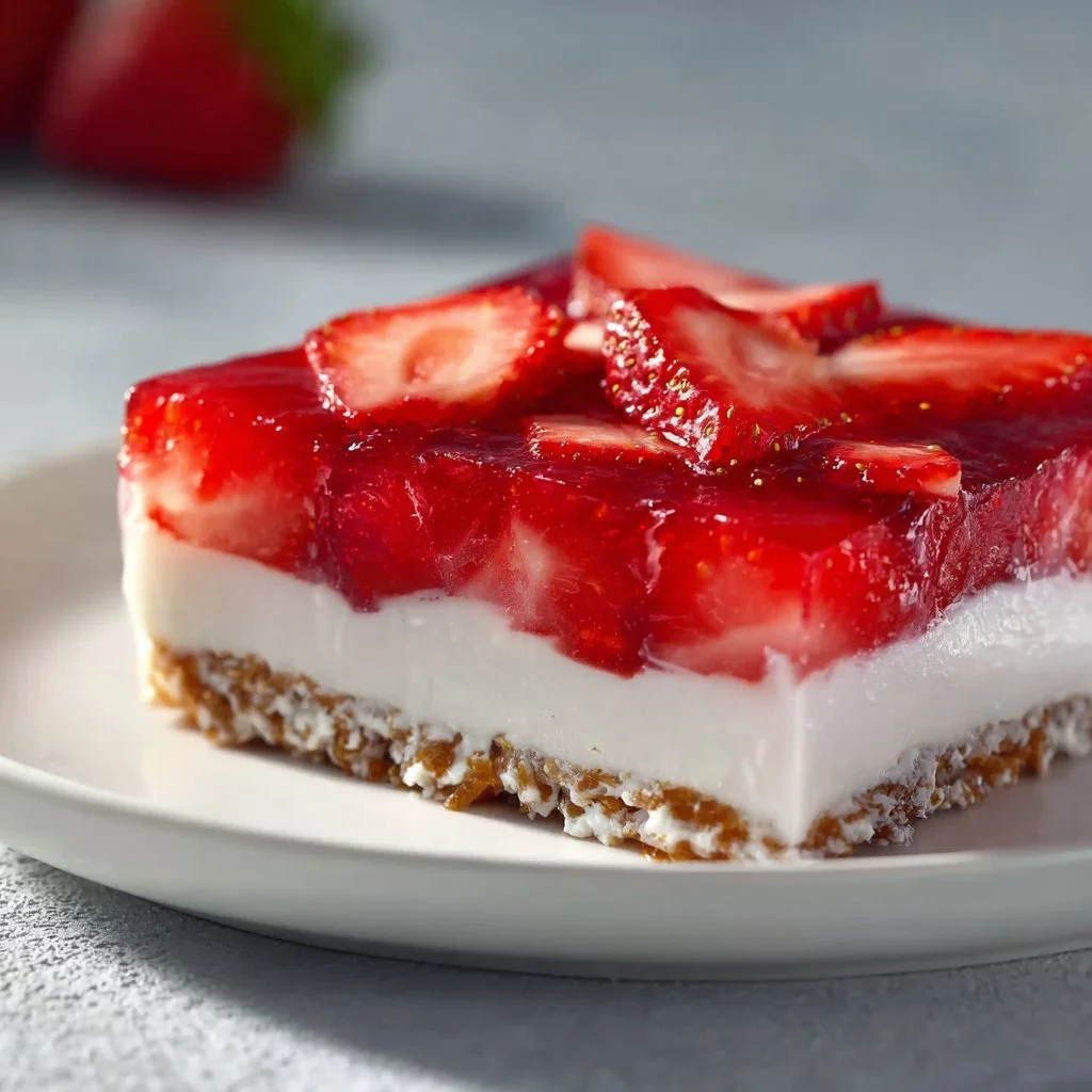 Delicious Strawberry Pretzel Salad with layers of strawberries, pretzels, and creamy filling