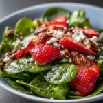 Fresh Strawberry Spinach Salad with vibrant greens and juicy strawberries