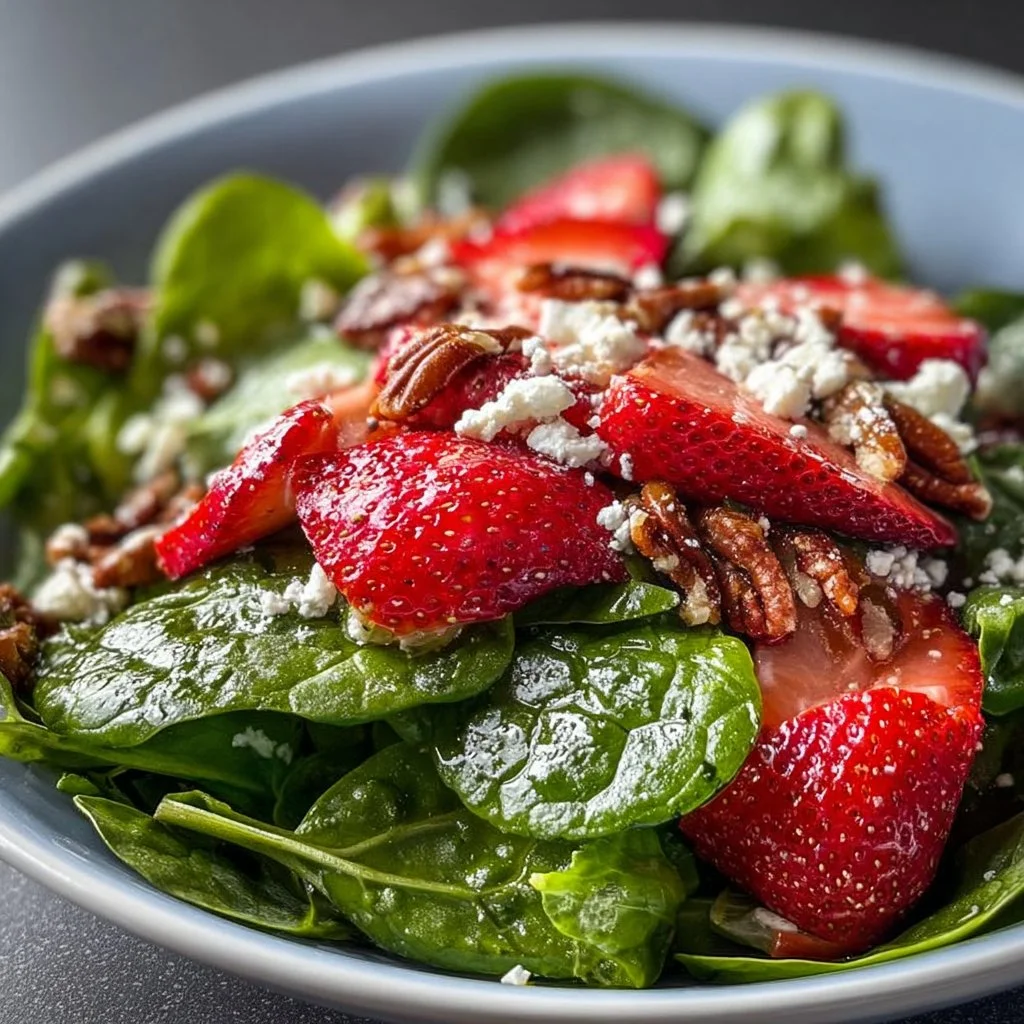 Fresh Strawberry Spinach Salad with vibrant greens and juicy strawberries