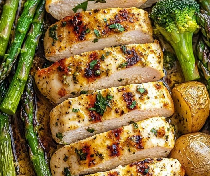 Sheet Pan Garlic Butter Chicken with flavorful garlic butter sauce